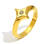 Sweat-proof luxury fashion jewelry showing pointed celestial ring design for women.