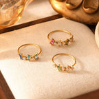 Tarnish-free Lady Windsor ring with deep forest green and clear cubic zirconia stones.