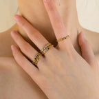 Anya Rainbow Bezel Eternity Ring - 18k Gold PVD Plated Stainless Steel & Waterproof - Yadman UK