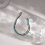 Azure Ombré Triple - Row Tennis Bracelet - Waterproof Silver Stainless Steel - Yadman UK