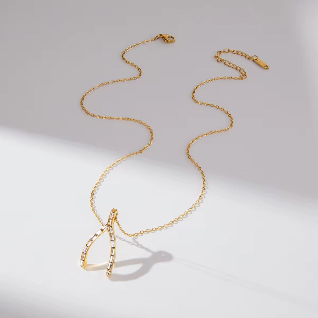 Baguette Wishbone Necklace – Dubai Collection