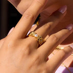 Ballerina’s Pearl Openwork Ring - 18k Gold PVD Plated Stainless Steel & Waterproof - Yadman UK