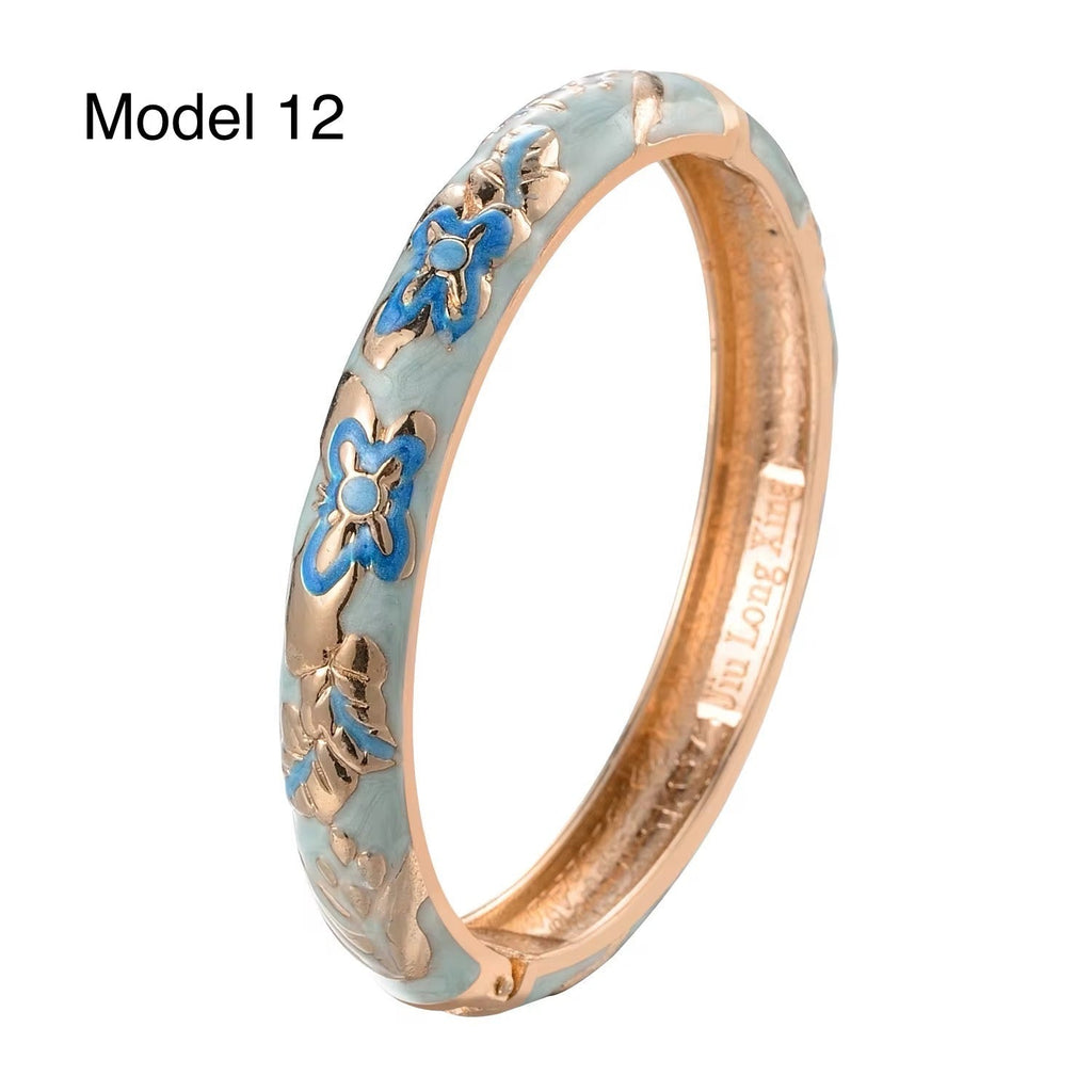 18K gold plated fashion bangle with colorful floral enamel detailing