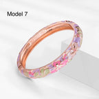 Rose gold floral enamel bangle in multi-color flower design