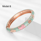 Premium gold plated brass bracelet with lavender flower enamel accents