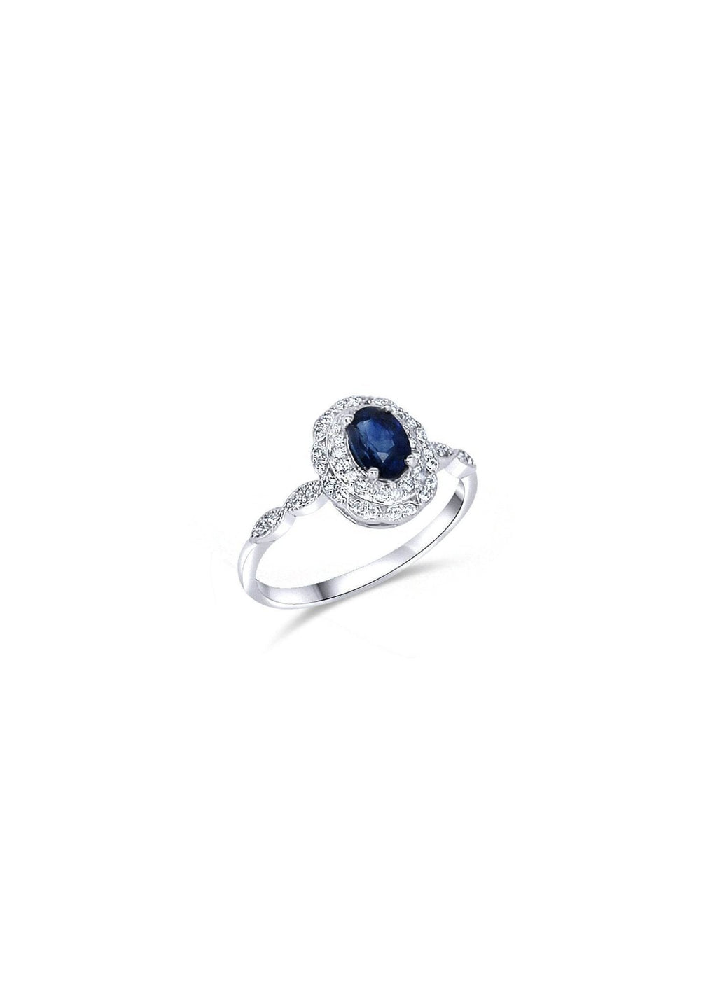  Handmade platinum-plated silver ring with natural blue sapphire – Nyxsara Collection
