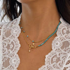 18K Gold Vermeil Necklace with Turquoise Beads