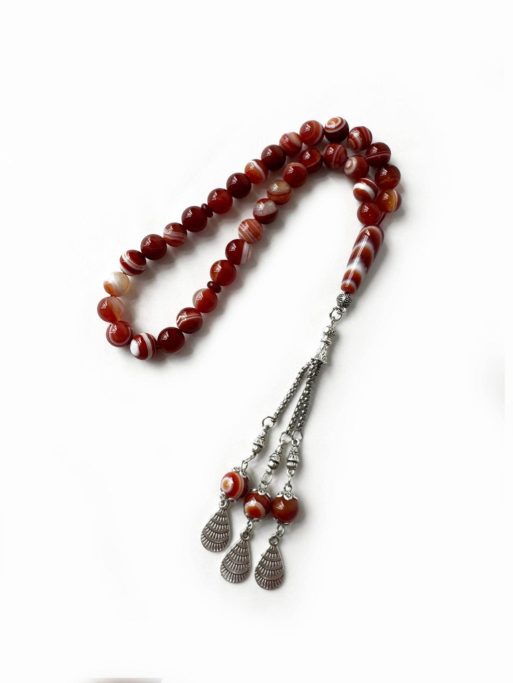 Elegant 8mm Aghigh beads tasbih presented in luxury gift packaging