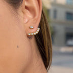 Celeste Crystal Arc Ear Jacket Earrings - 18k Gold PVD Plated Stainless Steel & Waterproof - Yadman UK