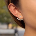 Celeste Crystal Arc Ear Jacket Earrings - 18k Gold PVD Plated Stainless Steel & Waterproof - Yadman UK