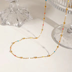 Confetti Tide Colorful Station Necklace - 18k Gold PVD Plated Stainless Steel & Waterproof - Yadman UK
