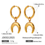 18K Gold Vermeil Hoop Earrings with Moon Charms
