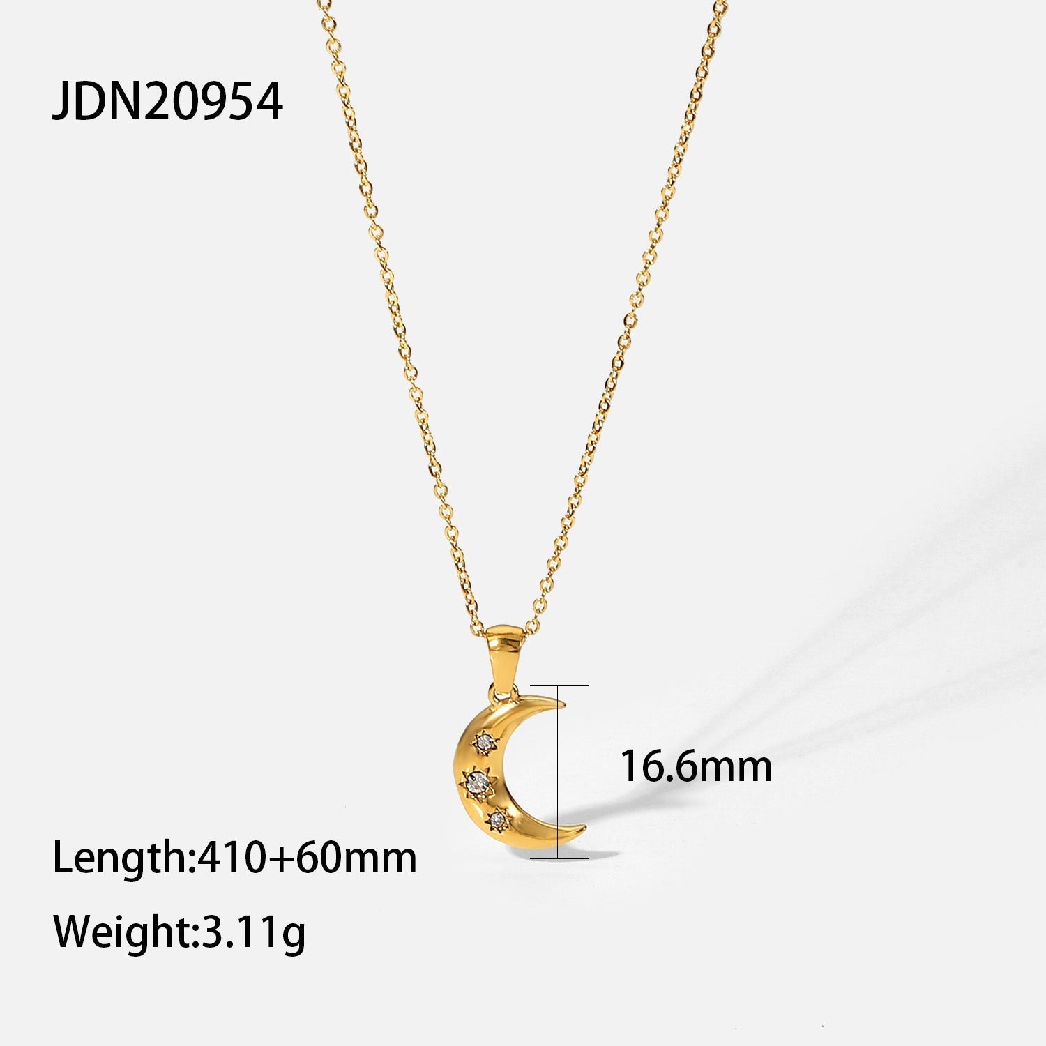 Crescent Moon Pendant Necklace with CZ Stars – 18K Gold Vermeil | Dubai Collection - Yadman Emarati