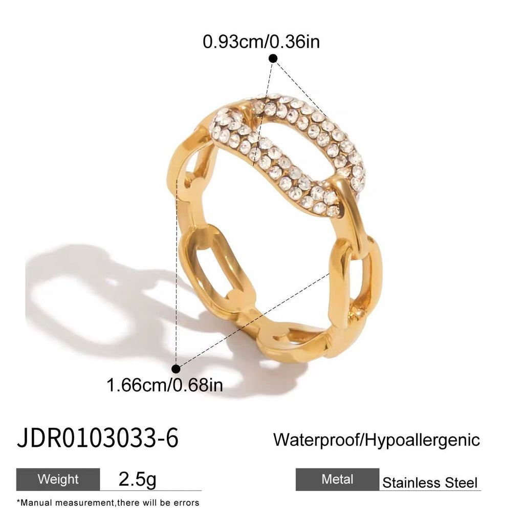 Modern Gold Ring with Crystal Accents