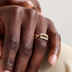 Gold Link Ring with Zircon Crystals