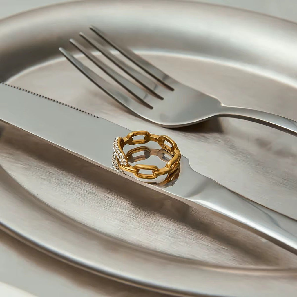 18K Gold Vermeil Chain Ring for Women