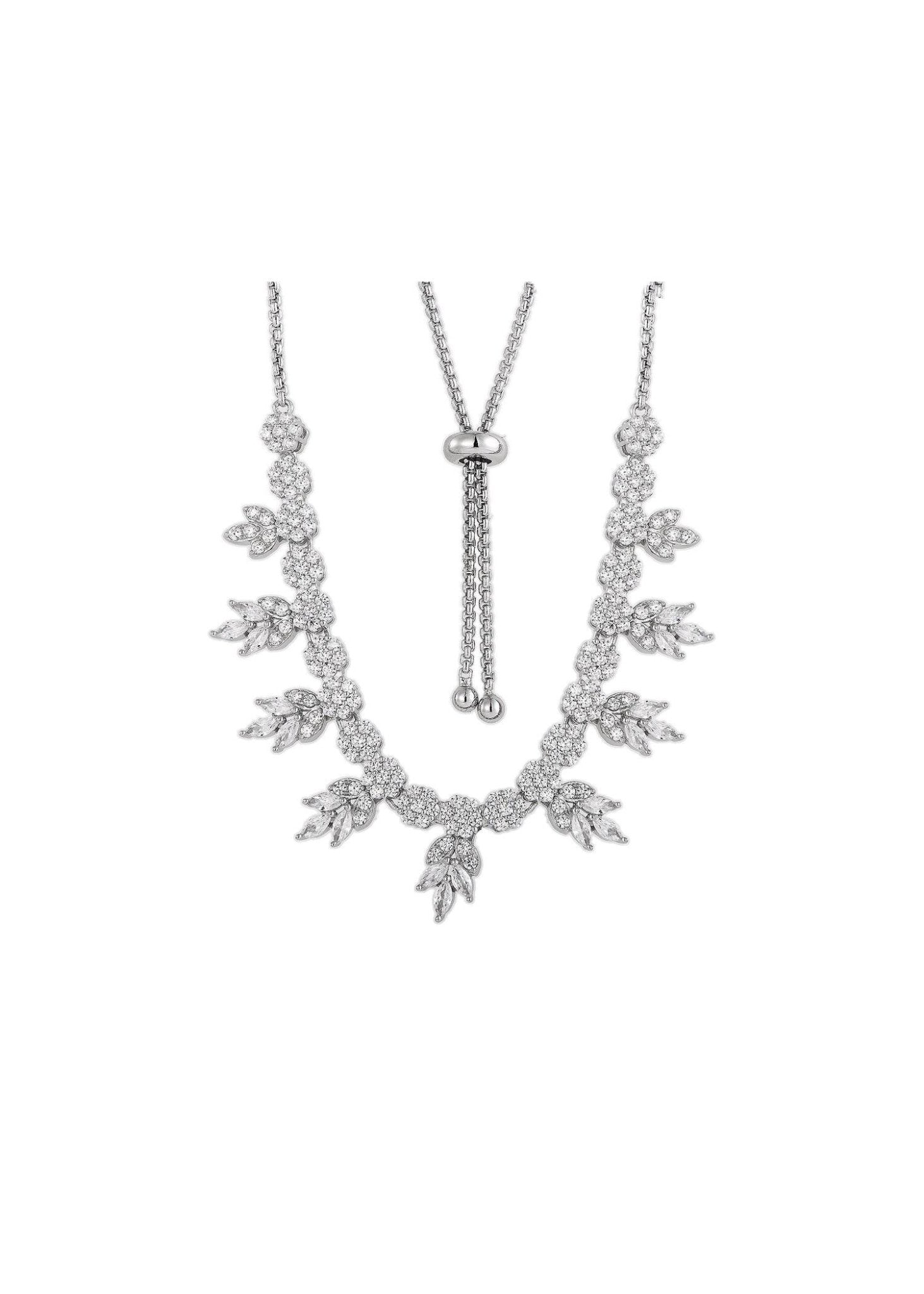 Diamond-cut zirconia necklace in rhodium-plated silver