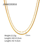 Gold chain necklace with measurement details on a white background