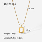 Gold necklace with measurements on a white background