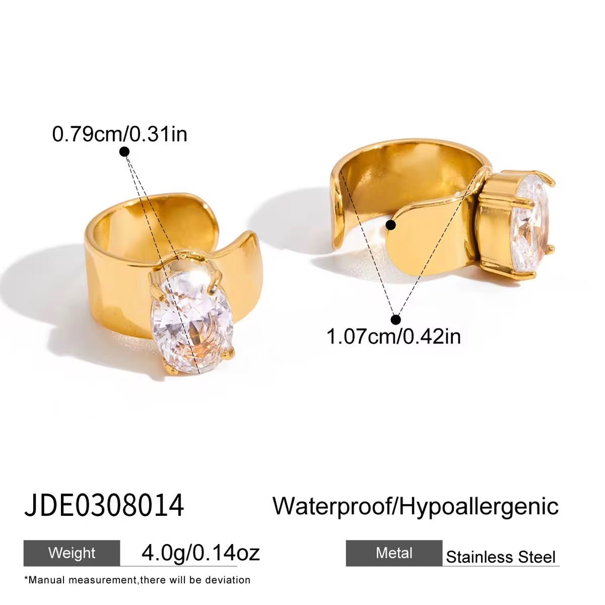 Oval-Cut Crystal Ear Cuff for Women