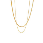Duo Harmony Herringbone & Rope Layered Necklace - 18k Gold PVD Plated Stainless Steel & Waterproof - Yadman UK