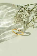 Eternal Opal Starburst Band Ring - 18k Gold PVD Plated Stainless Steel & Waterproof - Yadman UK