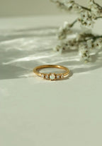 Eternal Opal Starburst Band Ring - 18k Gold PVD Plated Stainless Steel & Waterproof - Yadman UK