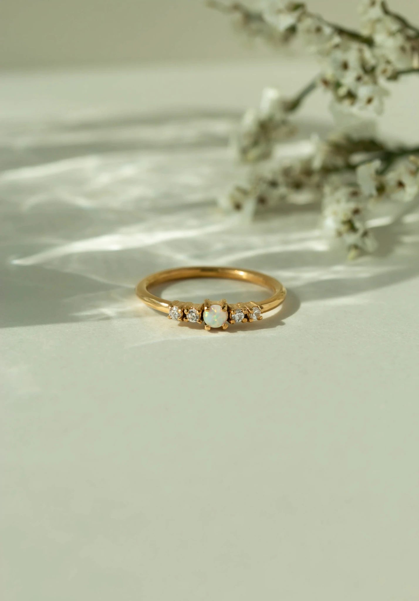 Eternal Opal Starburst Band Ring - 18k Gold PVD Plated Stainless Steel & Waterproof - Yadman UK