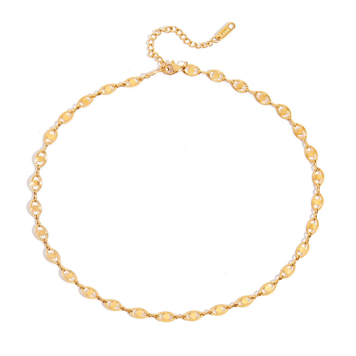 Gold chain bracelet on a white background