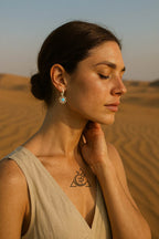 Luxury turquoise earrings with star-shaped design and gold detailing