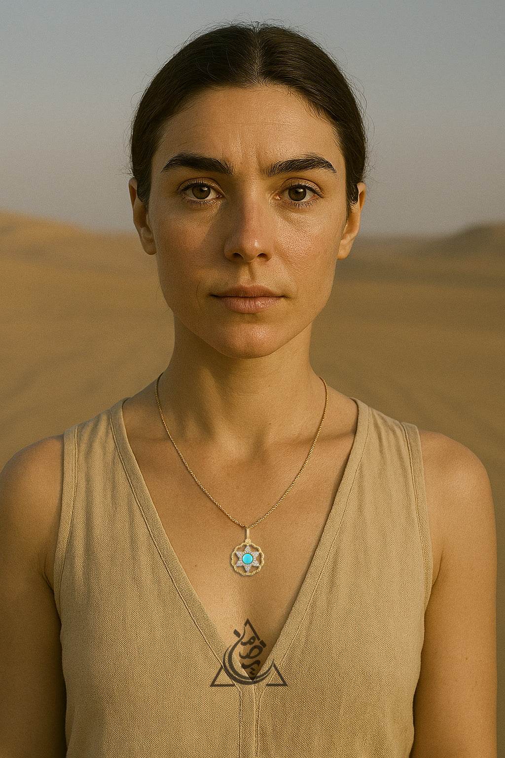 Spiritual turquoise jewelry piece – gold and silver harmony