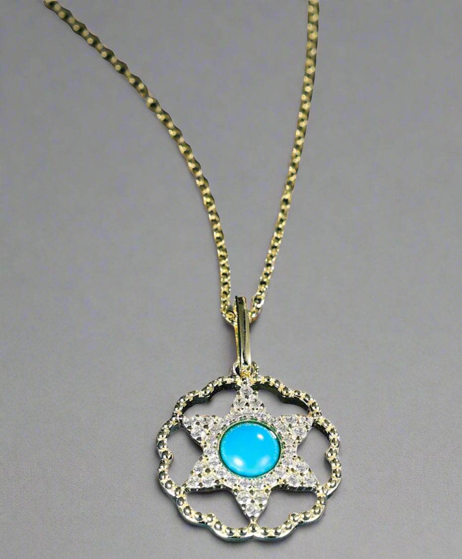 Gold-plated silver turquoise necklace with star pendant – Firooza Collection