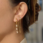 Gilded Tear & Baguette Curated Earring Set - 18k Gold PVD Plated Stainless Steel & Waterproof - Yadman UK