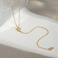 Gilded Tear Crystal Lariat Necklace - 18k Gold PVD Plated Stainless Steel & Waterproof - Yadman UK