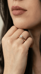 Gilded Teardrop Cross - Over Asymmetrical Ring - 18k Gold PVD Plated Stainless Steel & Waterproof - Yadman UK