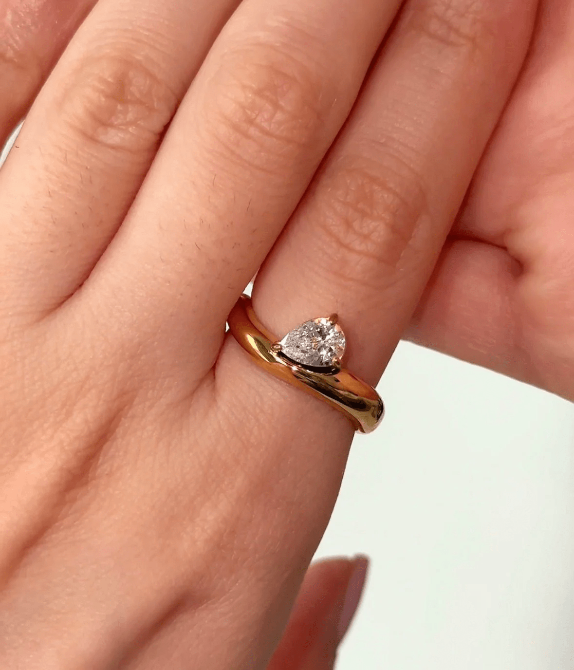 Gilded Teardrop Cross - Over Asymmetrical Ring - 18k Gold PVD Plated Stainless Steel & Waterproof - Yadman UK