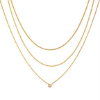 Gilded Trio Triple Layered Solitaire Necklace - 18k Gold PVD Plated Stainless Steel & Waterproof - Yadman UK