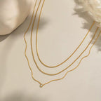 Gilded Trio Triple Layered Solitaire Necklace - 18k Gold PVD Plated Stainless Steel & Waterproof - Yadman UK