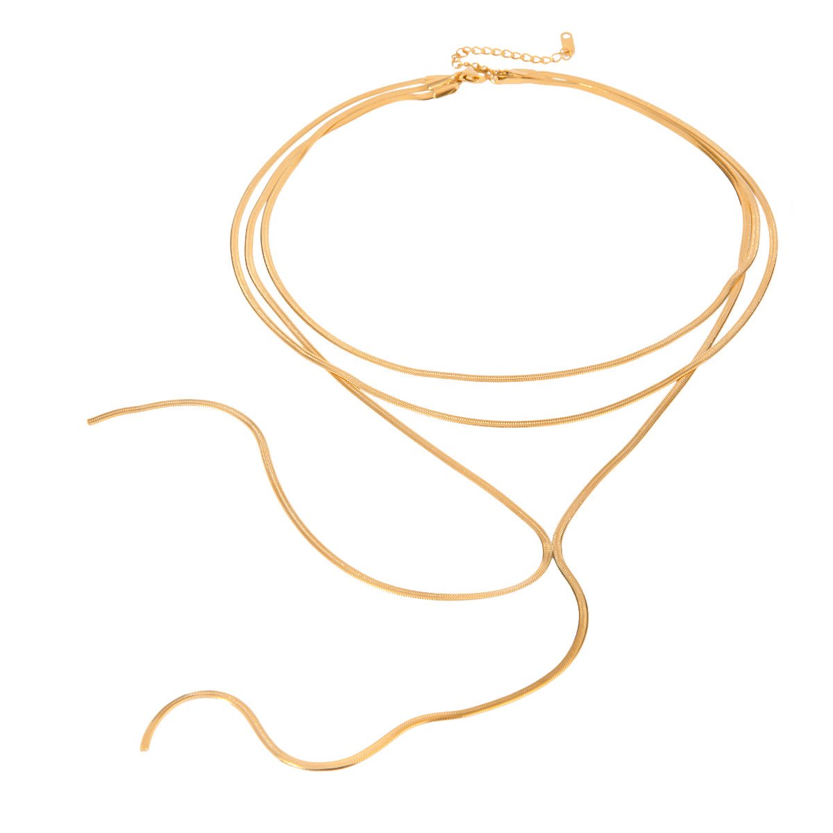 Gold necklace on a white background