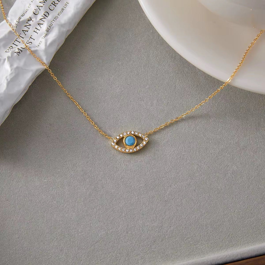 Guardian of the Blue Soul Evil Eye Necklace - 18k Gold PVD Plated Stainless Steel & Waterproof - Yadman UK