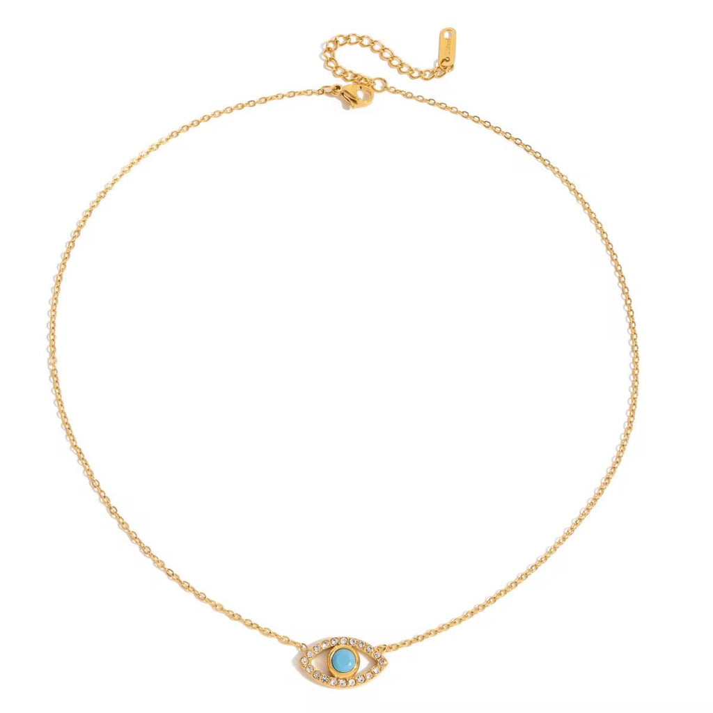 Guardian of the Blue Soul Evil Eye Necklace - 18k Gold PVD Plated Stainless Steel & Waterproof - Yadman UK
