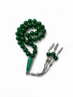 Emirati-inspired design featuring natural green agate in a timeless misbaha