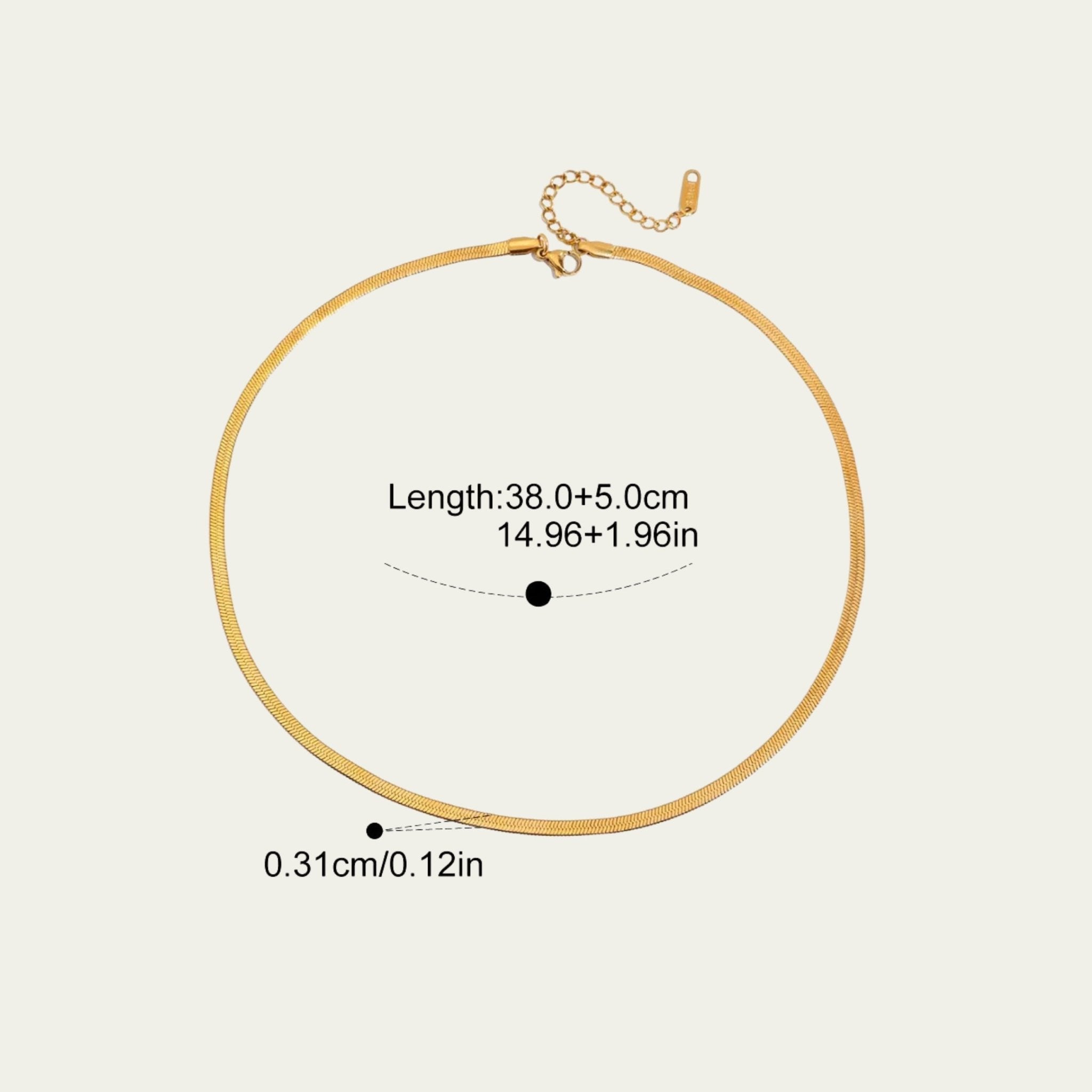 Liquid Metal Herringbone Flat Chain Necklace - Waterproof 18k Gold PVD & Silver Stainless Steel - Yadman UK