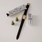 London Fog Jade Drop Earrings - 18k Gold PVD Plated Stainless Steel & Waterproof - Yadman UK