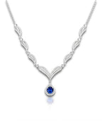 Rhodium-plated S925 silver necklace with blue zirconia centerpiece – Nyxsara Collection