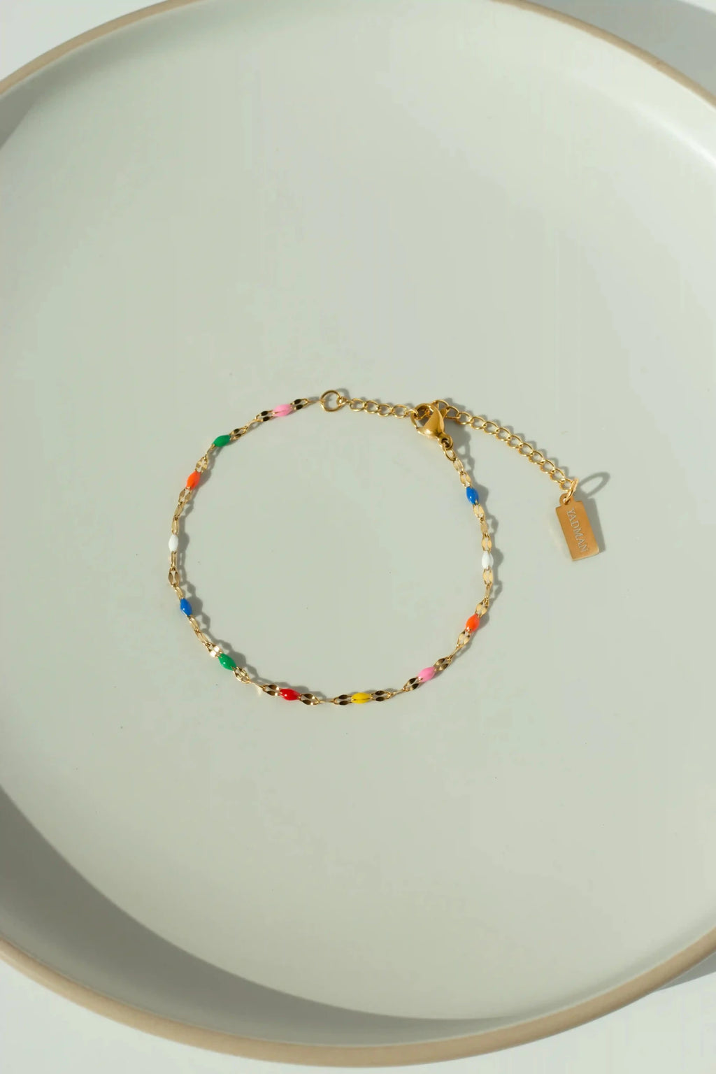 Malibu Multi-Color Enamel Lip Chain Bracelet - 18k Gold PVD Plated Stainless Steel & Waterproof - Yadman UK