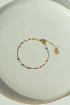 Malibu Multi-Color Enamel Lip Chain Bracelet - 18k Gold PVD Plated Stainless Steel & Waterproof - Yadman UK