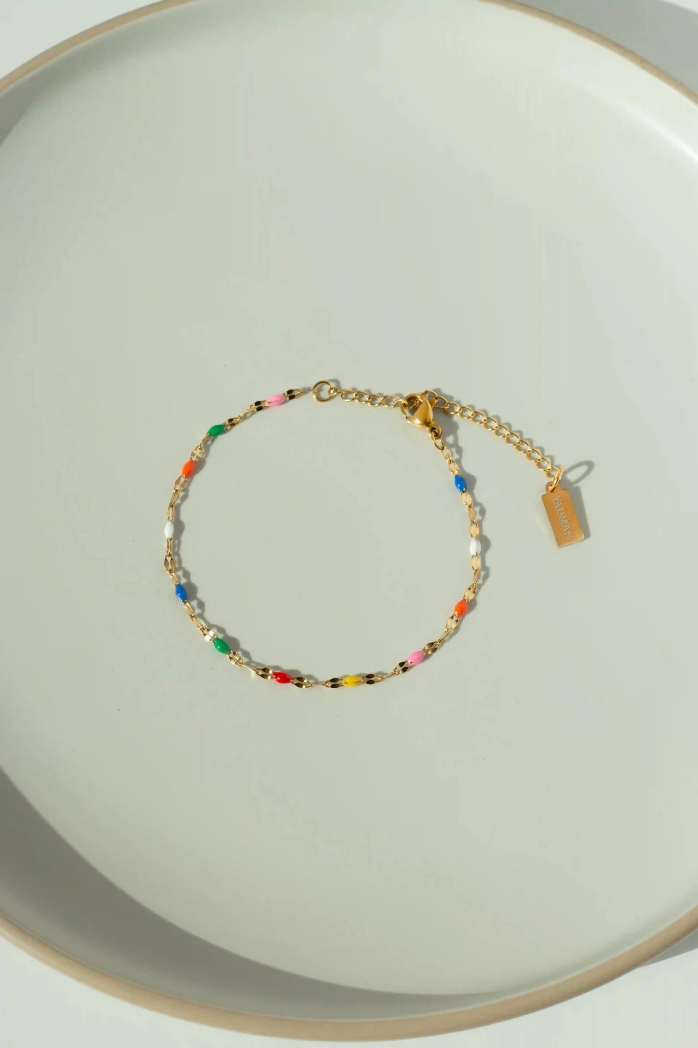 Malibu Multi-Color Enamel Lip Chain Bracelet - 18k Gold PVD Plated Stainless Steel & Waterproof - Yadman UK