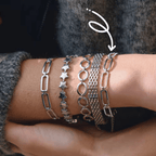 Manhattan Pavé Alternating Paperclip Link Bracelet - Waterproof Stainless Steel Jewelry - Yadman UK