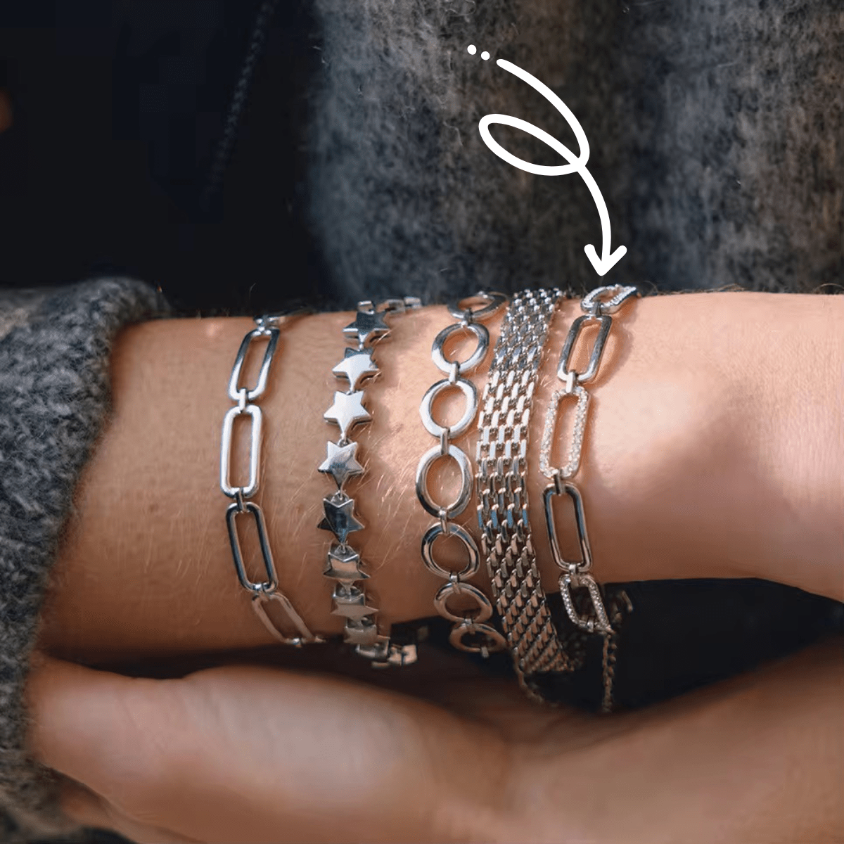 Manhattan Pavé Alternating Paperclip Link Bracelet - Waterproof Stainless Steel Jewelry - Yadman UK
